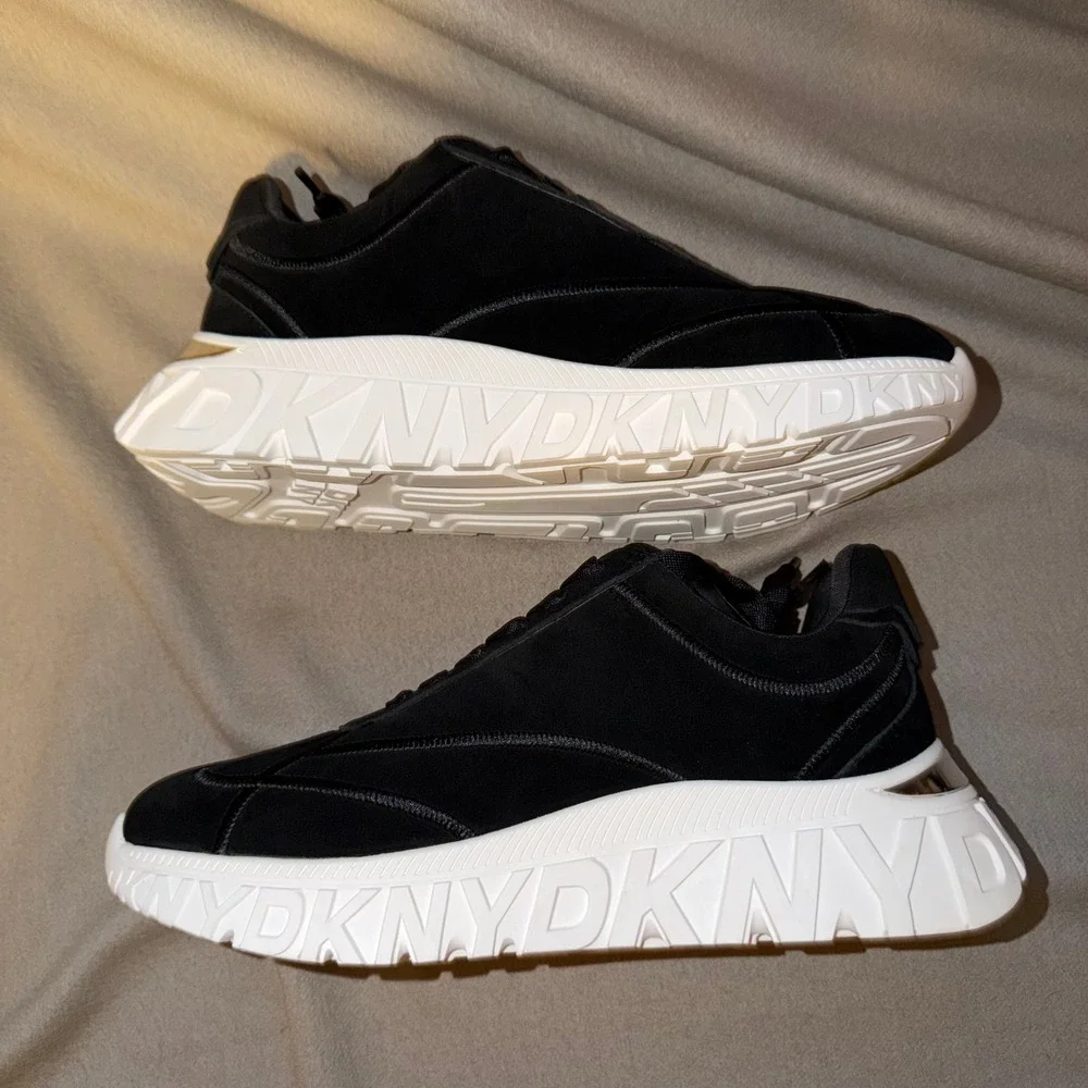 DKNY Laeoni Platform SN Women Black White Suede Chunky Sneakers K4408656 Size 11